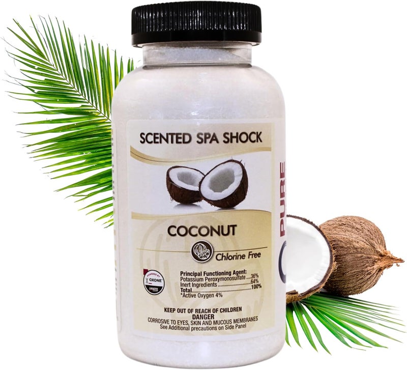 pure and simple Coconut Aromatherapy Spa Shock for Hot Tubs & Spas | Non-Chlorine Oxidizing Hot Tub Shock Treatment | Compatible with Bromine Tablets & Chlorine | Neutralizes Odors & Clarifies Water (2 lbs) - Image 1